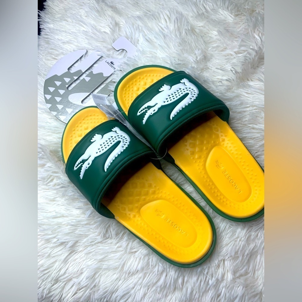🏝️NWT LACOSTE Men's Croco Dualiste Slides